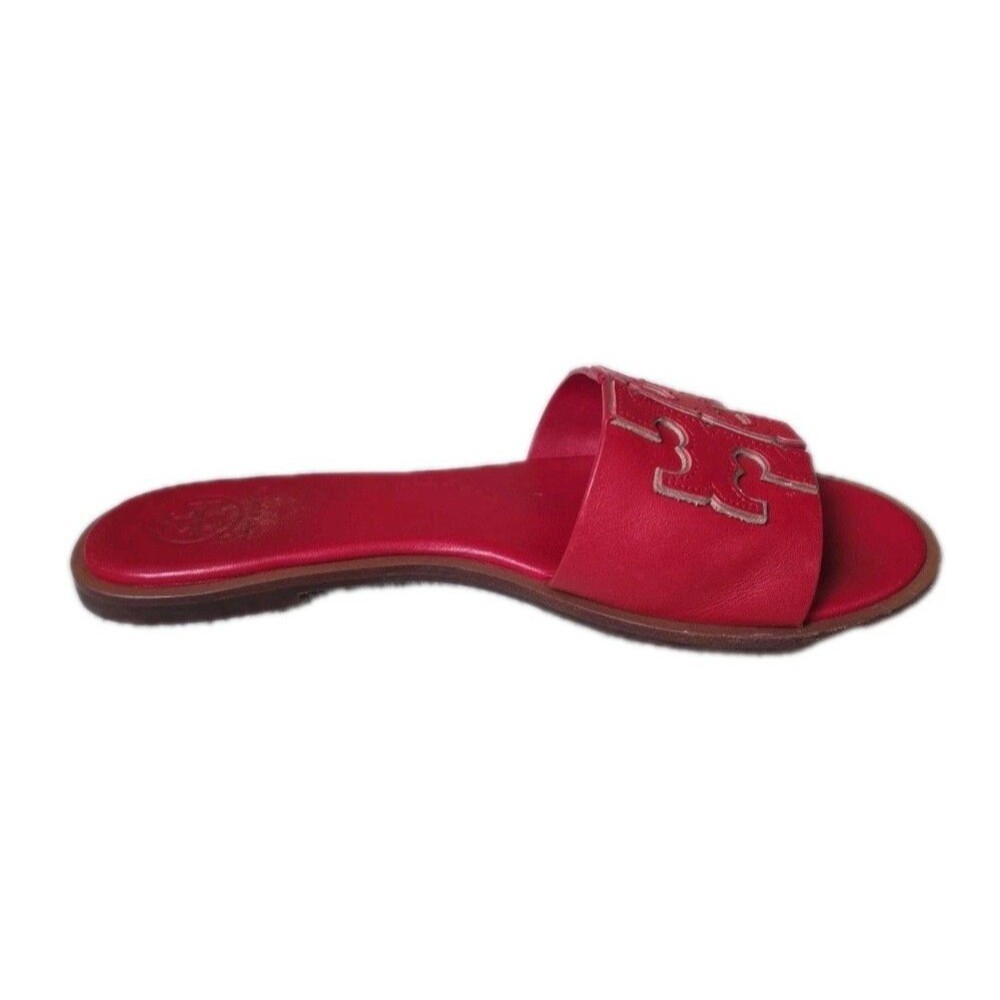 Tory Burch Miller Red Leather Slide Sandals, Womens Size 7.5 - Picture 7 of 10